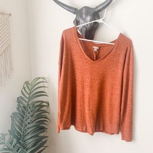 Cozy Rust V-Neck Sweater 🍂